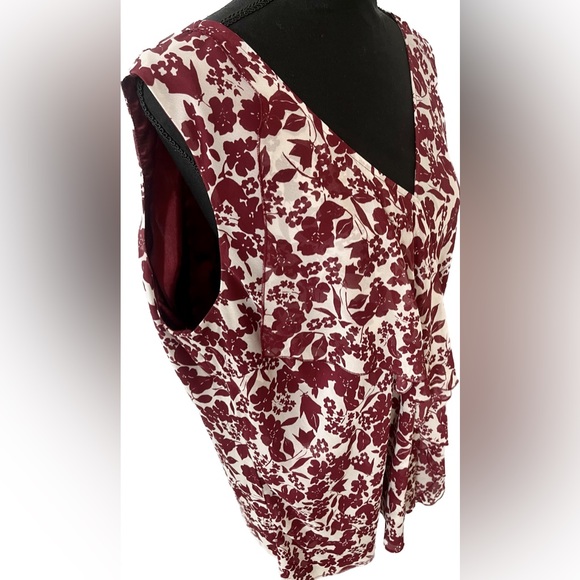 Daisy Fuentes Tank Blouse Mock Wrap Red White 2X 2XL XX - Picture 7 of 14